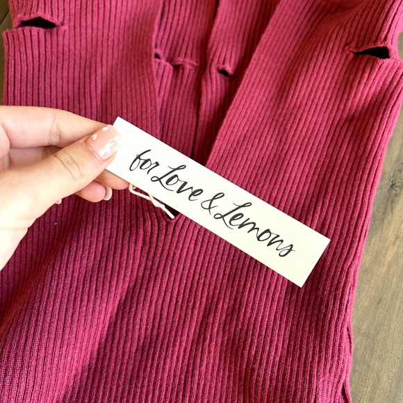 NWT For Love & Lemons Ribbed Maroon Dress - Picture 4 of 4